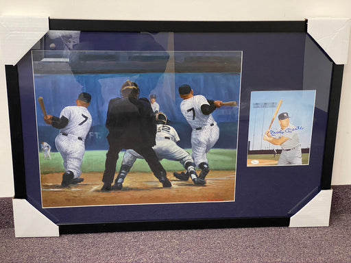 Mickey Mantle Original Painting with Autographed Photograph