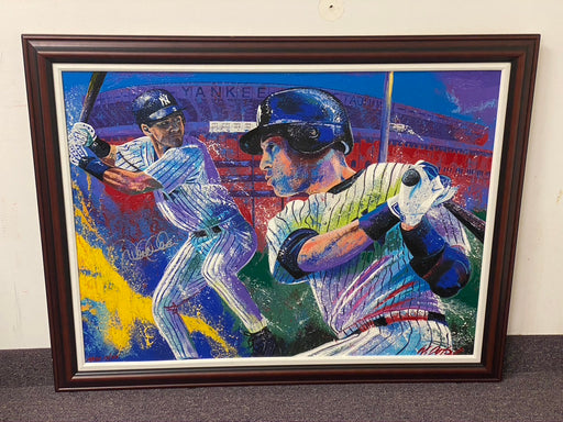 Derek Jeter Autographed and Framed Original Painting by Artist Billy Lopa