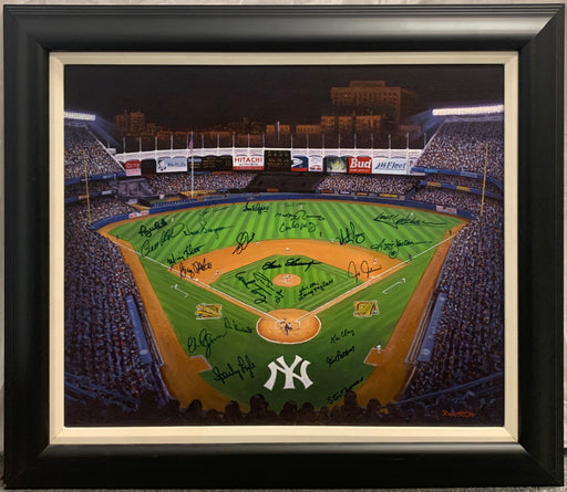 Yankee Stadium Original Painting with All-Time Greats Autographs