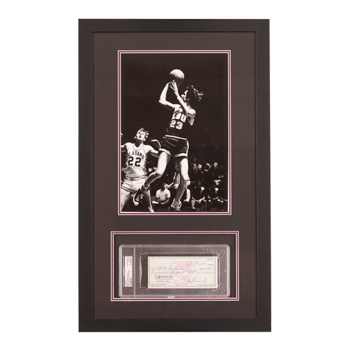 Pete Maravich Framed Photograph with Signed Check